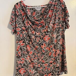 Chaus Women's Black and Red Floral Blouse